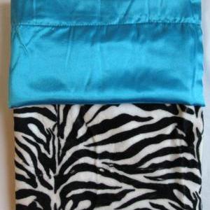 Zebra And Teal Satin & Minky Blanket..