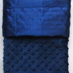 Royal Blue Satin & Minky Blanket For..