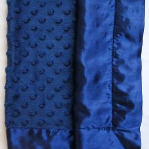 Royal Blue Satin & Minky Blanket For..