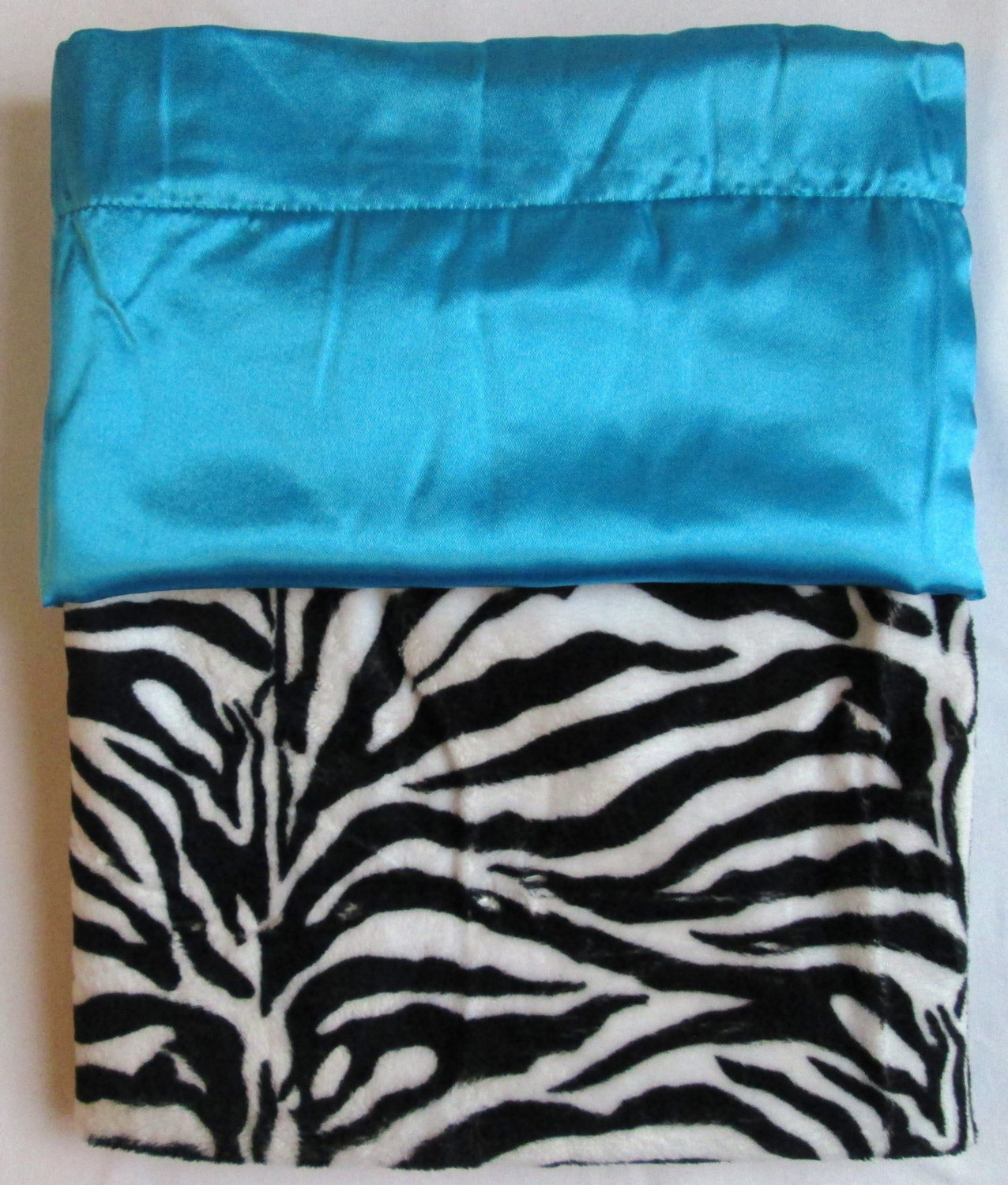 Zebra And Teal Satin & Minky Blanket For Mini Royalty ( *)